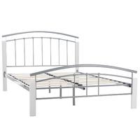 Serene Tetras Metal and Wooden Bed Frame in White and Silver Double