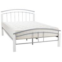 serene tetras metal and wooden bed frame in white and silver small dou ...