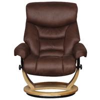 Senator Faux Suede Swivel Recliner Chair and Footstool Brown