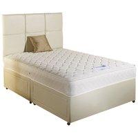 Serene White Faux Leather Double Divan Bed Set 4ft 6 no drawers