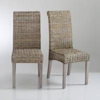 set of 2 lunja woven kubu high back chairs