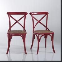 Set of 2 LUNJA Solid Beech Cane Seat Chairs