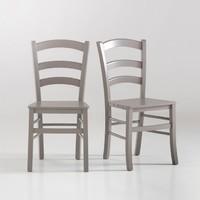 Set of 2 PERRINE Slatted Chairs