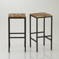 set of 2 hiba tall square bar stools