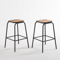 set of 2 hiba bar stools 65cm high