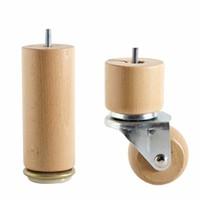 set of 4 bed base legs on rotating castors gliders