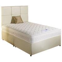 Serene White Faux Leather Small Double Divan Bed Set 4ft no drawers