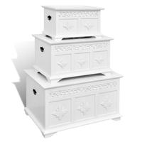 Set of Three White Painted Storage Chests