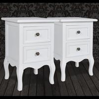 Set of 2 White Two-drawer Nightstands