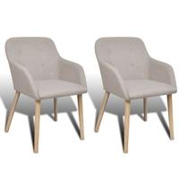 Set of 2 gondola chairs with armrest beige fabric interior