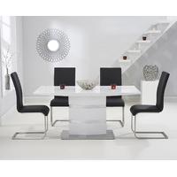 Serena 160cm White High Gloss Dining Table with Malaga Chairs