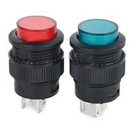 Self-Locking Button Switch w/ Indicator Light - Red Green Black (2pcs)