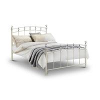 selina stone white metal bed double king