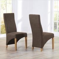 Seline Dining Chair In Cinnamon Fabric And Wooden Legs In A Pair