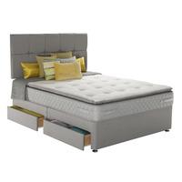 sealy roma 1500 pocket pillow top pewter divan set 2 drawers in single