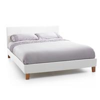 Serene Tivoli White Faux Leather Bed Frame with Mattress and Bedding Bundle Kingsize