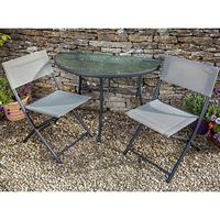 Semi- Circular Table & 2 Chairs Patio Set