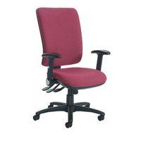 SENZA HIGH BACK OPERATOR CHAIR WITH FOLDING ARMS IN WINE INDEPENDENT SEAT TILT ADJUSTMENT BACK HEIGHT