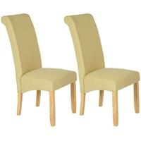 serene kingston mustard plain fabric dining chair with oak legs pair