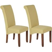 Serene Kingston Mustard Plain Fabric Dining Chair with Walnut Legs (Pair)