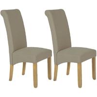 Serene Kingston Natural Plain Fabric Dining Chair with Oak Legs (Pair)