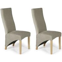 Serene Hammersmith Stone Plain Fabric Dining Chair with Oak Legs (Pair)