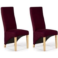 Serene Hammersmith Red Plain Fabric Dining Chair with Oak Legs (Pair)