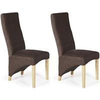 Serene Hammersmith Brown Plain Fabric Dining Chair with Oak Legs (Pair)