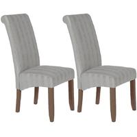 Serene Kingston Silver Stripe Fabric Dining Chair with Walnut Legs (Pair)