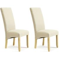 Serene Merton Stone Fabric Dining Chair with Oak Legs (Pair)