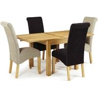 Serene Lambeth Oak Dining Set - Extending with 2 Kingston Aubergine Plain and 2 Sage Plain Chairs