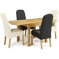 Serene Lambeth Oak Dining Set - Extending with 2 Marlow Brown and 2 Cream Faux Leather Chairs