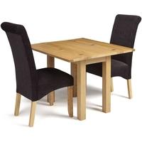 Serene Brent Oak Dining Set - Extending with 2 Kingston Aubergine Plain Fabric Dining Chairs