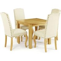 Serene Lambeth Oak Dining Set - Fixed Top with 4 Kensington Pearl Chairs