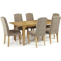 serene wandsworth oak dining set extending with 6 kensington bark chai ...