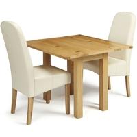 Serene Brent Oak Dining Set - Extending with 2 Marlow Cream Faux Leather Chairs