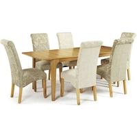 Serene Wandsworth Oak Dining Set - Extending with 2 Kingston Cream Floral and 4 Sage Floral Chairs