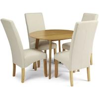 serene croydon oak dining set round with 4 merton putty chairs