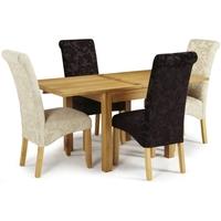 Serene Lambeth Oak Dining Set - Extending with 2 Kingston Aubergine Floral and 2 Cream Floral Chairs