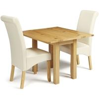 Serene Brent Oak Dining Set - Extending with 2 Kingston Cream Faux Leather Dining Chairs