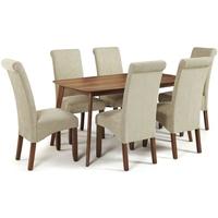 serene westminister walnut dining set 150cm fixed top with 6 kingston  ...