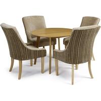 Serene Croydon Oak Dining Set - Round with 4 Richmond Sand Mink Chairs