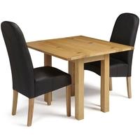 serene brent oak dining set extending with 2 marlow black faux leather ...