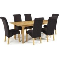Serene Wandsworth Oak Dining Set - Extending with 6 Kingston Aubergine Plain Chairs