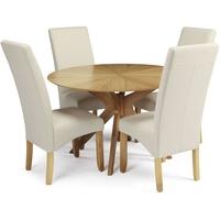 Serene Bexley Oak Dining Set - Round with 4 Merton Putty Chairs