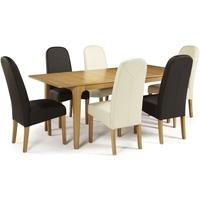 serene wandsworth oak dining set extending with 3 marlow cream and 3 b ...