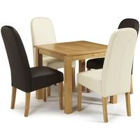 Serene Lambeth Oak Dining Set - Fixed Top with 2 Marlow Brown and 2 Cream Faux Leather Chairs