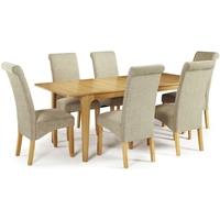 Serene Wandsworth Oak Dining Set - Extending with 6 Kingston Sage Plain Chairs
