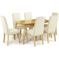 serene westminister oak dining set 150cm with 6 kensington pearl chair ...