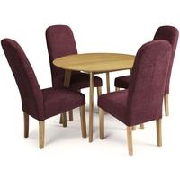 Serene Croydon Oak Dining Set - Round with 4 Marlow Shiraz Chairs